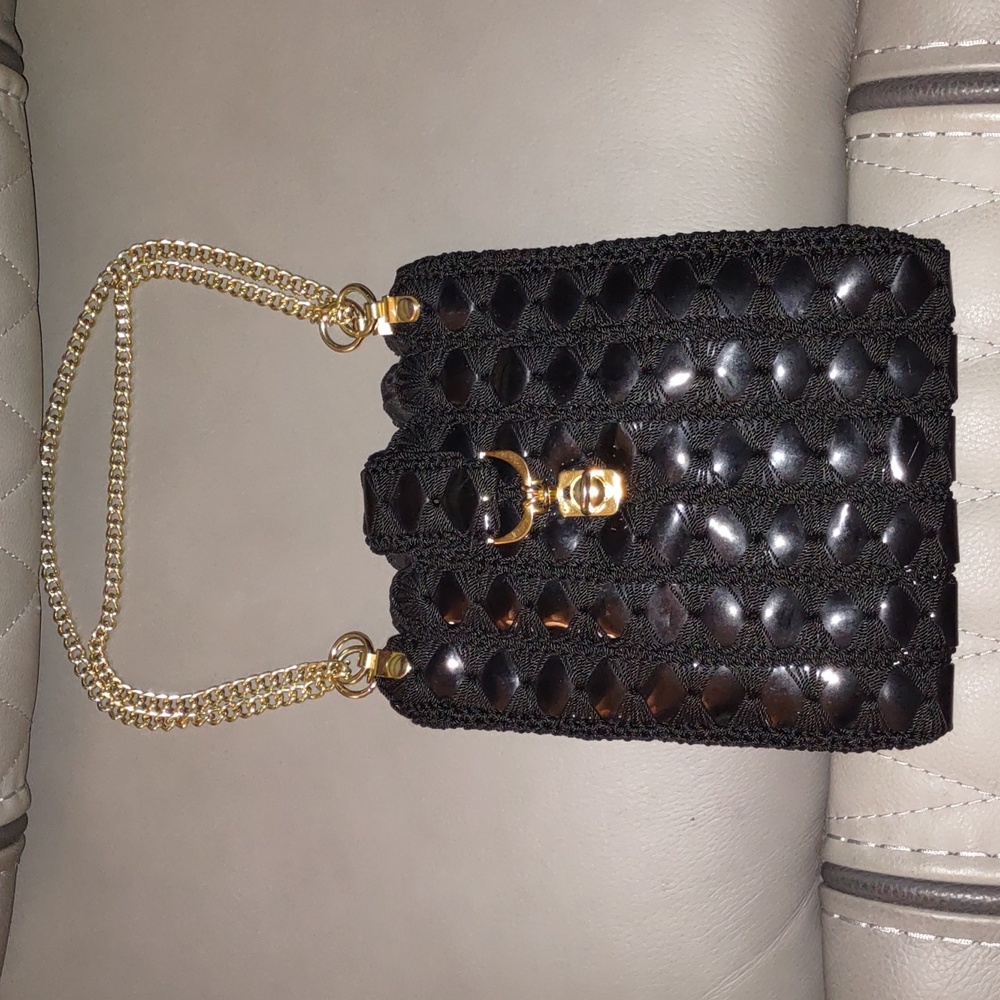 Marcus Vintage Crochet and Patent Leather Handbag